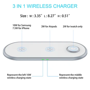 FDGAO 3 in 1 Încărcător Wireless Qi 15W Repede Wireless Charging Pad Pentru iPhone 11/X/XS/XR/8 pentru Apple Watch Seria 5 4 3 Airpods Pro
