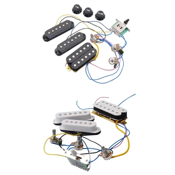 ST Chitara Electrica Preluare Cabluri Precablat 5-Way Switch 2T1V Control SSH de Preluare pentru Alb