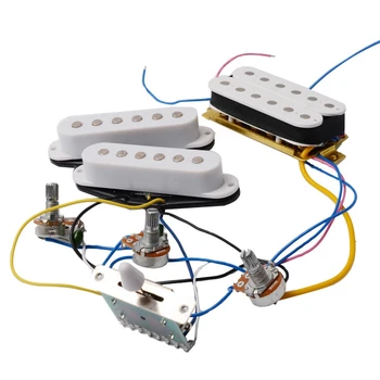 ST Chitara Electrica Preluare Cabluri Precablat 5-Way Switch 2T1V Control SSH de Preluare pentru Alb
