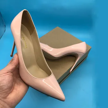 Clasic Designer Toc Subțire de Femei a Subliniat Toe Pompe de birou Doamnă 100MM Tocuri inalte Pantofi Piele Nude