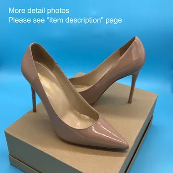 Clasic Designer Toc Subțire de Femei a Subliniat Toe Pompe de birou Doamnă 100MM Tocuri inalte Pantofi Piele Nude