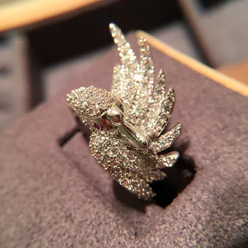 Moda vintage solid coțofana păsări inel introduce zirconopen gura inel de reglare inel pentru femei cadouri