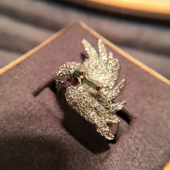 Moda vintage solid coțofana păsări inel introduce zirconopen gura inel de reglare inel pentru femei cadouri