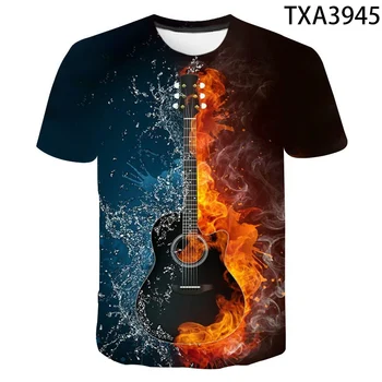 Nouă bărbați Trupa Chitara 3D tricou bărbați vară 3D imprimate T-shirt casual 3D chitara model 3D T-shirt pentru copii top T-shirt 6XL