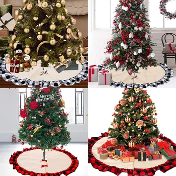 Pomul De Crăciun Fusta Festival Decoratiuni Pânză Verificat Copac Șorț De Jos
