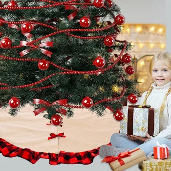 Pomul De Crăciun Fusta Festival Decoratiuni Pânză Verificat Copac Șorț De Jos