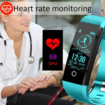 2019 Noi IP68 Impermeabil ceas inteligent Heart rate monitor de sănătate sânge funcție de presiune pentru Android IOS Fitness tracker ceas+cutie