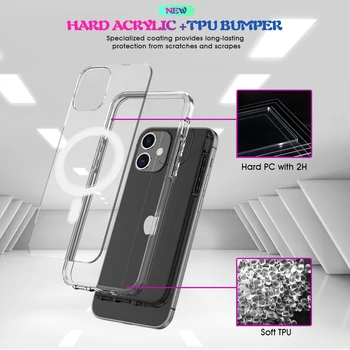 Clar Acrilic Anti-toamna Magsafe Telefon Caz pentru iphone 12 12Pro Max 12Mini 5.7 6.7 inch Suport de Încărcare Wireless Fixați Capacul din Spate