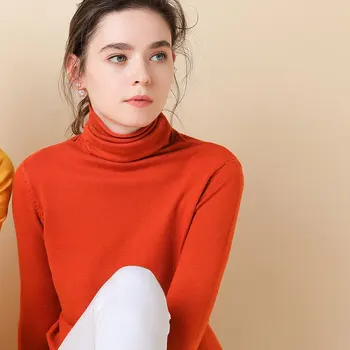 2020 Nouă Femei Pulover Guler de Dimensiuni Mari Iarna și Toamna de Moda Pulover Maneca Lunga Slim Fit Femei Top Tricot