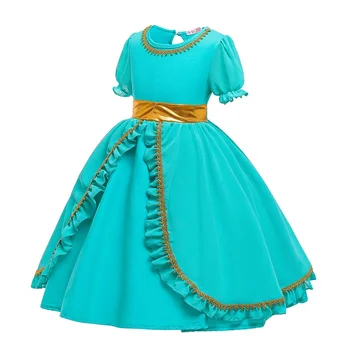 VOGUEON Fete Baby Blue Jasmine Dress Copii Volane Delxue Petrecere Rochie de Bal Haine Copii Halloween-Costum Printesa