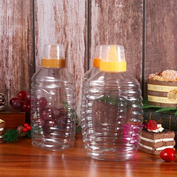 4buc Plastic Transparent Miere Sticlă Ambalaje Alimentare Sticla de Borcan de Miere Cu Capac Miere Sticla Gem Container pentru Acasă