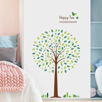 Creative copac autocolant de perete camera de zi de decorare dormitor decor frunze verzi de colaj gratuit autocolant auto-adeziv decor acasă