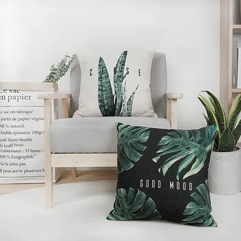Lenjerie de pat din bumbac față de Pernă față de Pernă Frunze Verzi de Actualitate Plante Cactus Pentru Scaun Canapea Acasă Decorative 45*45cm Pernă Acoperă