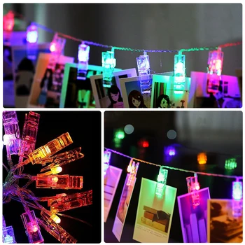 1m 3m 6m Ghirlandă cu LED-uri Clipuri Fotografie Șir de Lumini USB Alimentat de Baterie AA RGB LED-uri de Crăciun Șir de Petrecere Nunta Ziua Îndrăgostiților