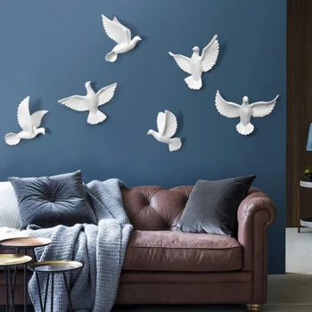Decor acasă Păsări Rășină Porumbel Creative Pentru Perete 3d Autocolant Camera de zi Figurina Animal picturi Murale tv de Perete de Fundal Decorativ