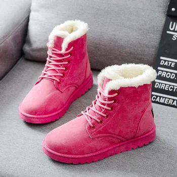 Cizme de zapada 2020 Nou de la Jumătatea Vițel Cizme Doamnelor Bumbac Cizme de Iarna pentru Femei Cald Blana Femei Pantofi de Iarna pentru Femei Cizme Dantela-Up