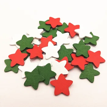 500pcs 18mm Alb Rosu Verde Amestecat Lemn Stele de Crăciun Ornamente Scrapbooking Confetti Meserii DIY Epocă Chips-uri
