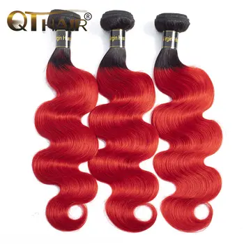 QT Păr Pre-Colorate în Roșu Ombre Malaezia Umane Țese Păr Pachete T1B/Roșu-Închis Rădăcini Drepte Ombre Brazilian Remy de Păr Pachete