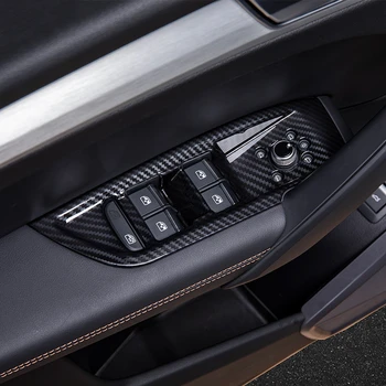 Fibra de Carbon de Culoare Mașină Ușă Interioară Cotiera Handel Cadru Decorare Autocolant Garnitura Pentru Audi Q5 FY 2018-2020 Pahar de Ridicare Decalcomanii