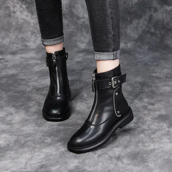 Yiluan Femei Cizme Glezna Naturale din Piele Superioară Retro Cizme Scurte Femei Pantofi Cald Student Platforma Chelsea cizme Nit
