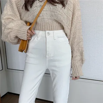 JUJULAND nou stil alb, blugi casual de bună calitate slabă flare jeans 8867