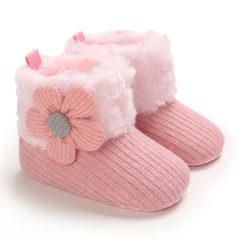 Bumbac pentru copii Pantofi de Iarna Captusit Cizme Pentru Fete Rotund Toe Copil Copilul Cald Tricotate de Bumbac Zăpadă Cizme Glezna Fata de Pantofi pentru Copii 1 an