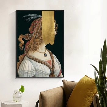 Portret de O Femeie Tânără, De Sandro Botticelli Panza Pictura Celebra Postere, Printuri de Arta de Perete pentru Camera de zi Decor Acasă Cuadros