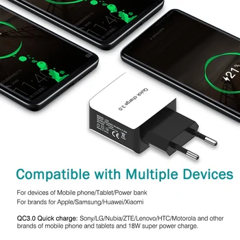 OREY 18W QC 3.0 USB Rapid Incarcator Pentru iPhone X Încărcător de Perete Adaptor Pentru Xiaomi Mi 9 Quick Charge 3.0 Încărcător de Telefon