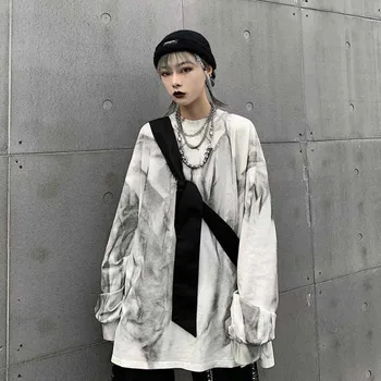 Punk TIE Dye Graffiti Print Casual Tricou Femei Haine Pulover Harajuku Streetwear Tricou Hip Hop de Top Tee 2021 New Sosire
