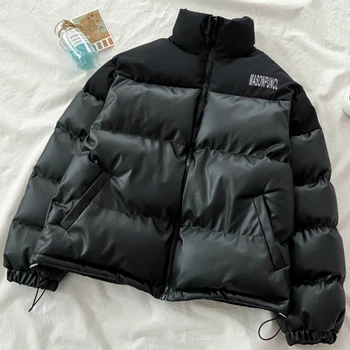Iarna Parka Coat pentru Femei Sacou Negru High Street Chic Cald Gros Căptușit Casual Supradimensionat Îmbrăcăminte de Bumbac Jachete Femei