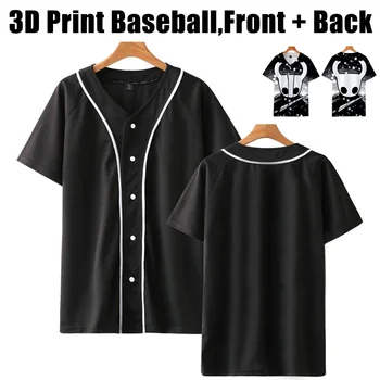 Personalizate de Baseball Jersey Mens Butoane Homme T-shirt de Imprimare 3D Tricou Streetwear Tricouri Tricouri Haine Hip Hop Față și Spate de Imprimare