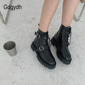 Gdgydh Moda Cataramă de Metal Martin Cizme de Cauciuc Unic pentru Femei Pantofi 2020 Fermoar Femeie Botine Negre Toc Platformă Înaltă Calitate