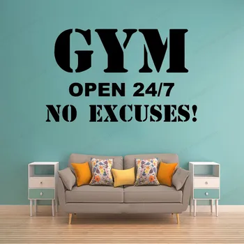 Sală de gimnastică deschisă nici o scuză Perete Autocolante de vinil Pentru Sala de Fitness Arta de Perete Decalcomanii de îndepărtat de artă MuralHJ298