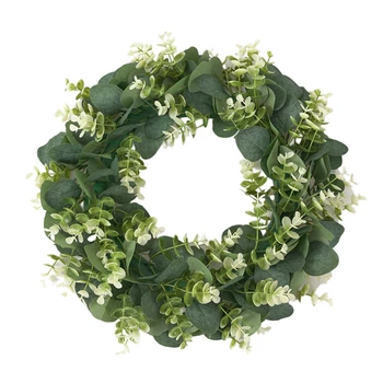 Eucalipt Coroană de flori Artificiale Frunze Verzi Ghirlanda pentru Ușa casei Grădină Cameră Decor