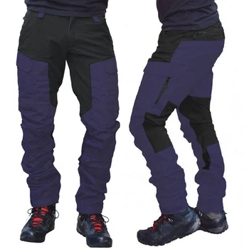 Bărbați Moda de Bloc de Culoare Multi Buzunare Sport Lungi Pantaloni Cargo Pantaloni pentru Bărbați Tactice Lucra iute Uscat Pantaloni