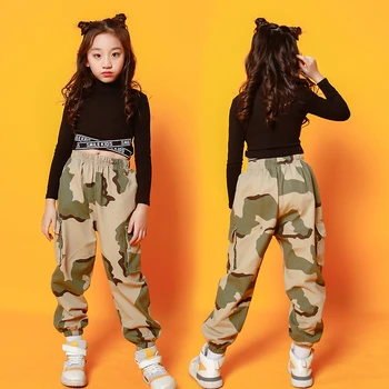 Copiii Hip Hop haine Negre Swearshirt Pantaloni de Camuflaj dans de Fete de îmbrăcăminte carnaval Jazz Dans Costum de Haine Stadiu de Uzura