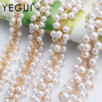 YEGUI C175,lanț de bricolaj,placat cu aur de 18k,cu 0,3 microni,high-end adevarata perla,realizate manual,bijuterii,diy brățară colier 50 cm/lot