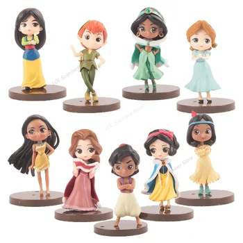 Disney Figura Anime Fată Albă ca Zăpada Fairy Princess Belle Aladdin Jucării Cifre 9pcs/set