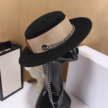 Elegant pălărie mare, neagră mare brim fedora pălărie de lână pălărie de fetru doamnelor arc Panama pălărie de paie Australia doamnelor palarie casual toamna lână pălărie