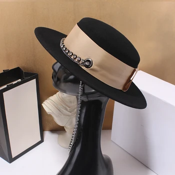 Elegant pălărie mare, neagră mare brim fedora pălărie de lână pălărie de fetru doamnelor arc Panama pălărie de paie Australia doamnelor palarie casual toamna lână pălărie