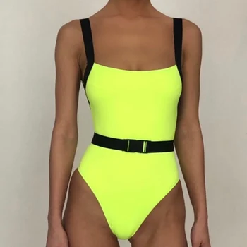 Neon Galben Catarama-O Singură Bucată De Costume De Baie Costume De Baie Femei Sexy Bikini De Vară 2020 Monokini Mare Tăiat Costum De Baie Femei Amatori De Scăldat
