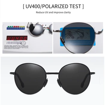 2020 Bărbați Pliat Polarizat ochelari de Soare Rotund , Negru Oglinda Colorate, Ochelari de Soare UV400 Protecție Portabil Ochelari S192