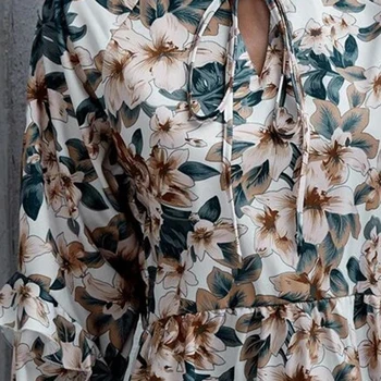 Femei Rochie De Toamnă De Primăvară De Moda Casual, Ciufulit Imprimare Florale V-Neck Maneca Lunga Arc Legat Rochii 2020 Haine De Toamna Pentru Femei