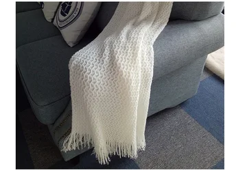 Solid tricotate pătură cu Ciucure nordic moderne pătură Moale pentru pat, Scaun, canapea, canapea acasă pătura alb portocaliu gri