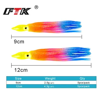 FTK 15 buc/lot Luminos Caracatiță, Calmar Momeli de Pescuit Nada 9/12cm se Amestecă Culorile Mare de Pescuit Creveți, Calmar Platforme Momeală Artificială