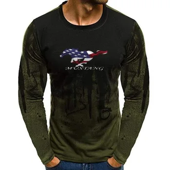 U. s. Steagul Mustang Print T-shirt pentru Bărbați Toamna Noua Moda de Bumbac Mâneci Lungi Casual sex Masculin Tricou Marvel Tricouri Barbati Topuri Teuri Z