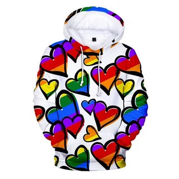 3D Hanorac Pentru persoane Lesbiene, Gay LGBT Hanorace Colorate Curcubeu Tricou Casual Moda Harajuku cu Gluga LGBT Pride Gay Imprimate Topuri
