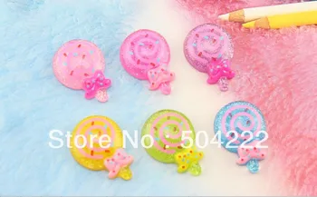 200pcs Pic de Sclipici Bomboane Lollipop Cabochon, Kawaii Fals Dulciuri Decoden pentru Bijuterii DIY Telefon Mobil Decorare