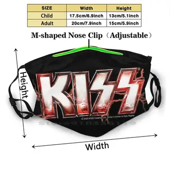 Sărut Trupa De Muzica Rock - Fulger Roșu Logo-Ul Se Confruntă Reutilizabile Gura Masca De Fata Cu Filtre De Copii Fan Kiss Art Formatiei Kiss Kiss Muzica