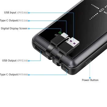 Power Bank 25000mAh Wireless Incarcator Powerbank Extern Încărcător de Baterie Pack Pentru iPhone Telefonul Mobil Xiaomi USB de Tip C Poverbank